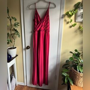 Express Pink and Black Striped jumpsuit with wide legs NWT